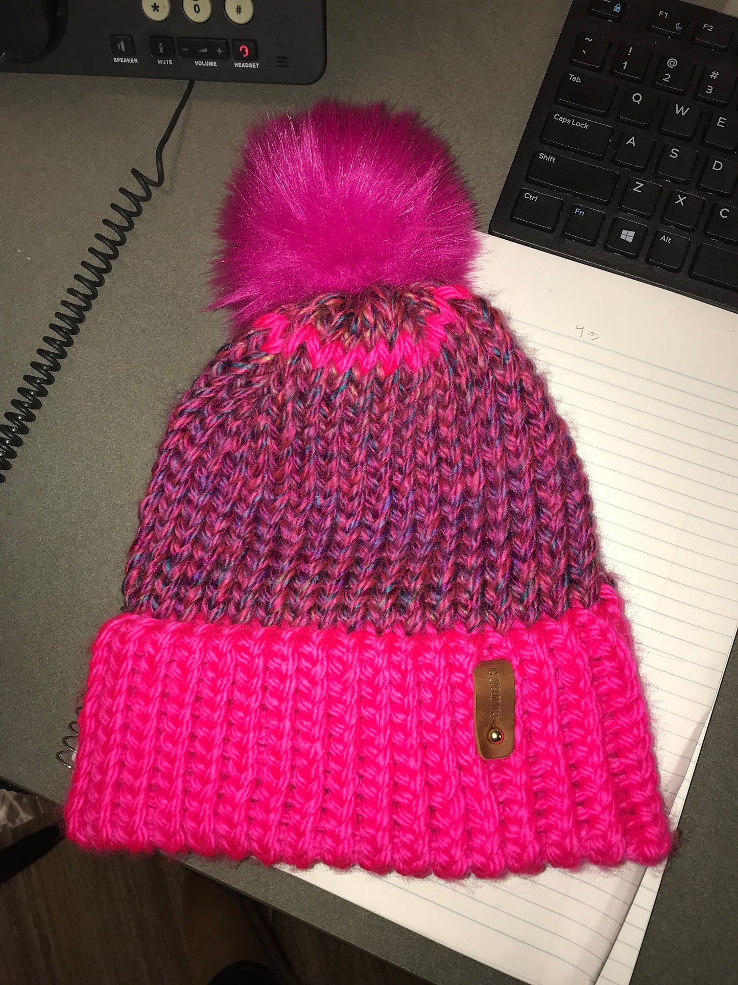 WILD STYLE PINK HAT, PINK POMPOM WITH ANXIOUSLOOMERS TAG