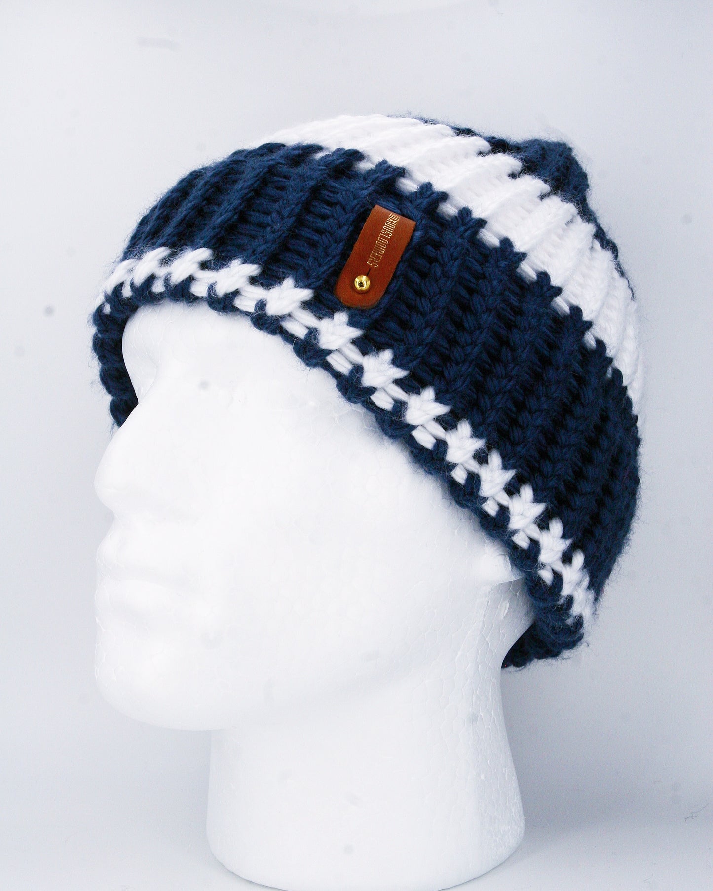 BLUE AND WHITE HAT WITH ANXIOUSLOOMERS TAG