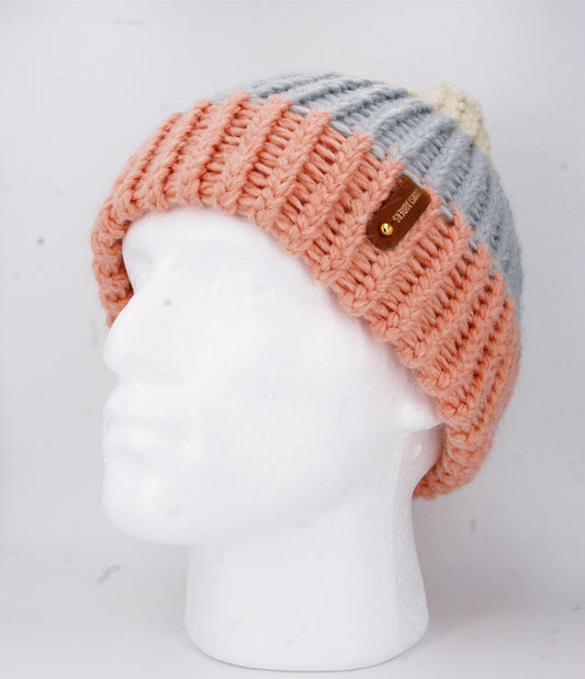ORANGE, SILVER AND CREAM HAT WITH ANXIOUSLOOMERS TAG