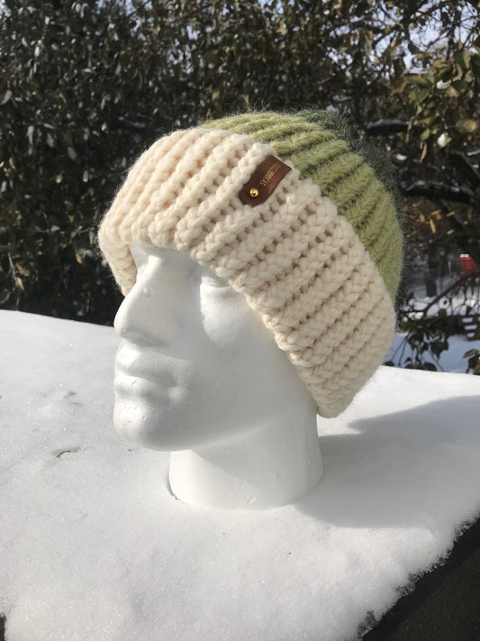 CREAM AND MULIT COLOR GREEN HAT WITH ANXIOUSLOOMER TAG