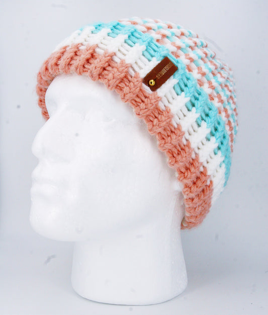 PINK, BLUE AND WHITE HAT WITH ANXIOUSLOOMERS TAG
