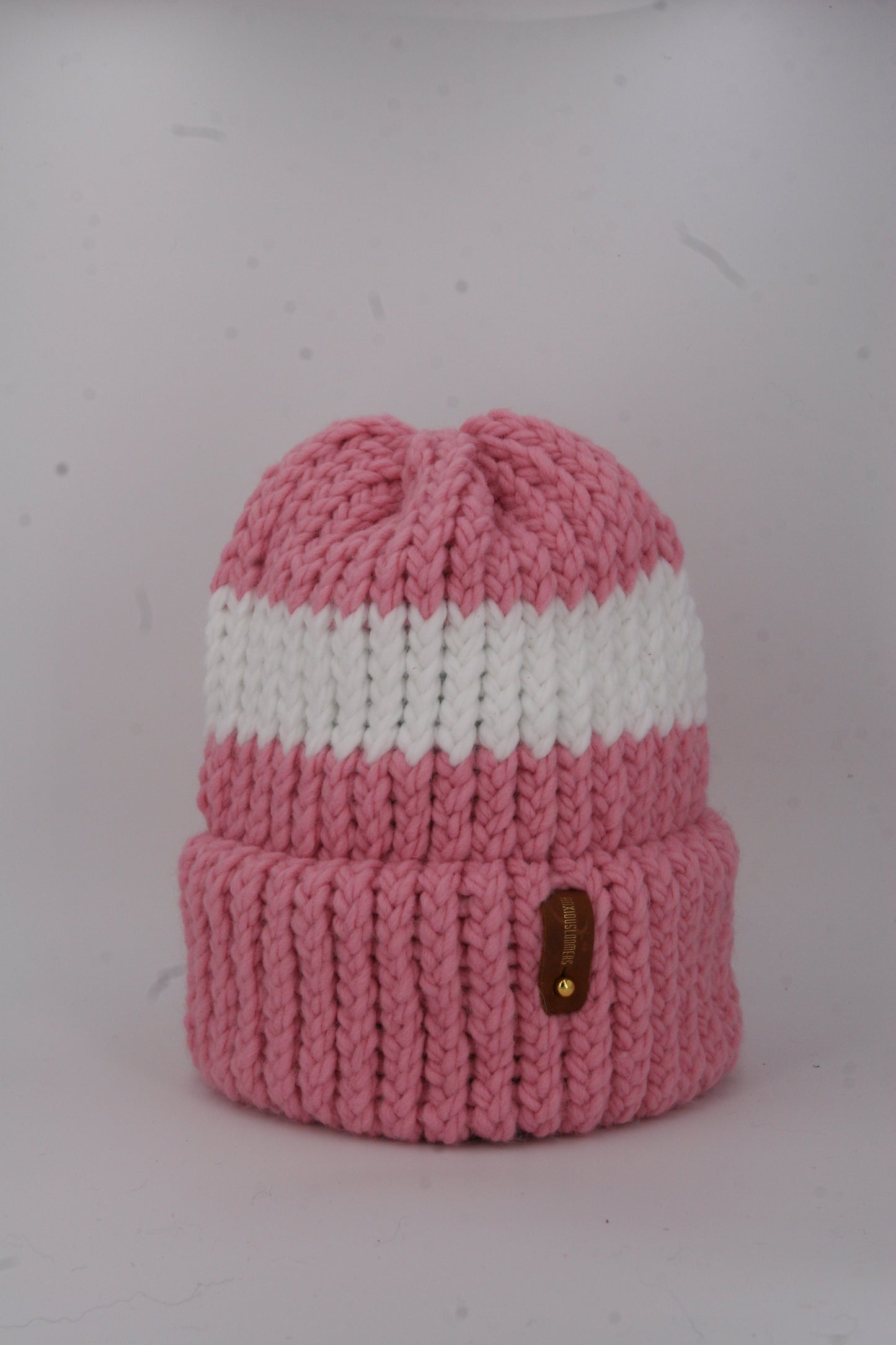 PINK AND WHITE HAT WITH ANXIOUSLOOMER TAG