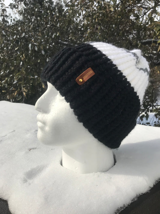 BLACK, WHITE, SILVER HAT WITH ANXIOUSLOOMERS TAG