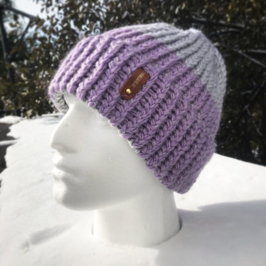 HALF PURPLE HALF SILVER HAT WITH ANXIOUSLOOMERS TAG