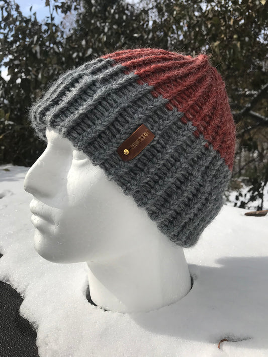 RUST AND SILVER HAT WITH ANXIOUSLOOMERS TAG